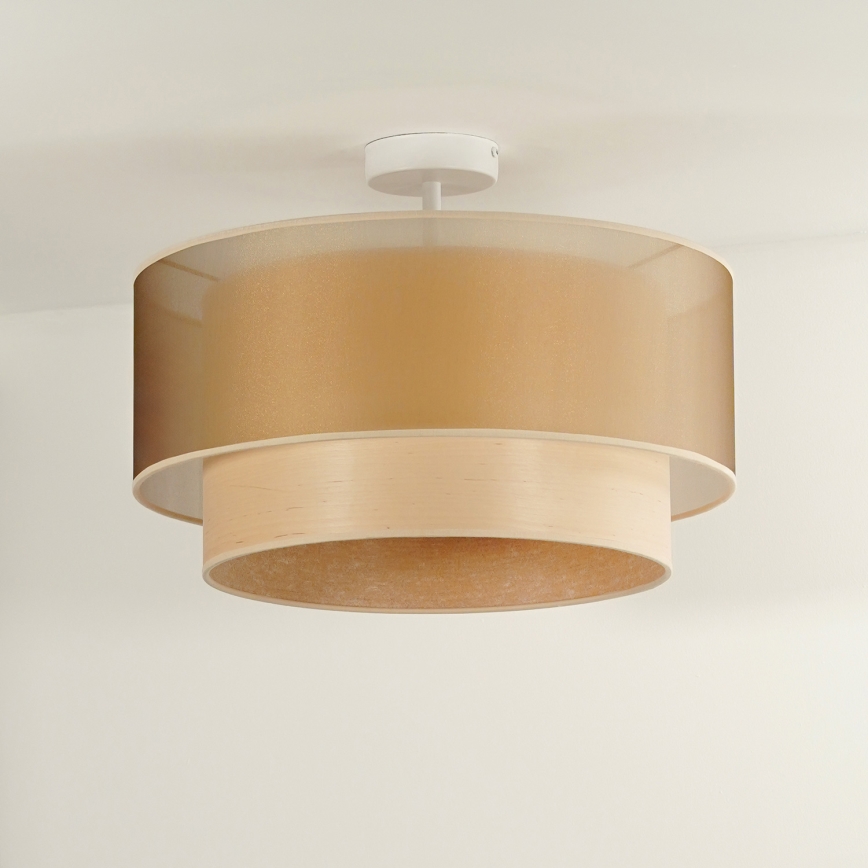 Duolla - Prisadený luster WOOD BOHO 1xE27/15W/230V pr. 45 cm medená/béžová