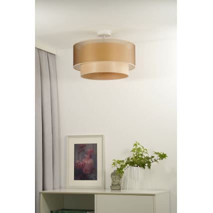 Duolla - Prisadený luster WOOD BOHO 1xE27/15W/230V pr. 45 cm medená/béžová