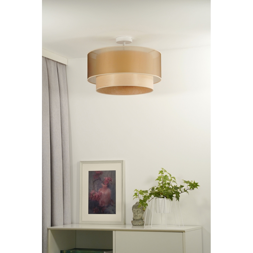 Duolla - Prisadený luster WOOD BOHO 1xE27/15W/230V pr. 45 cm medená/béžová