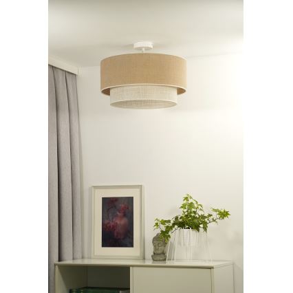 Duolla - Prisadený luster YUTE BOHO 3xE27/15W/230V pr. 60 cm hnedá/krémová