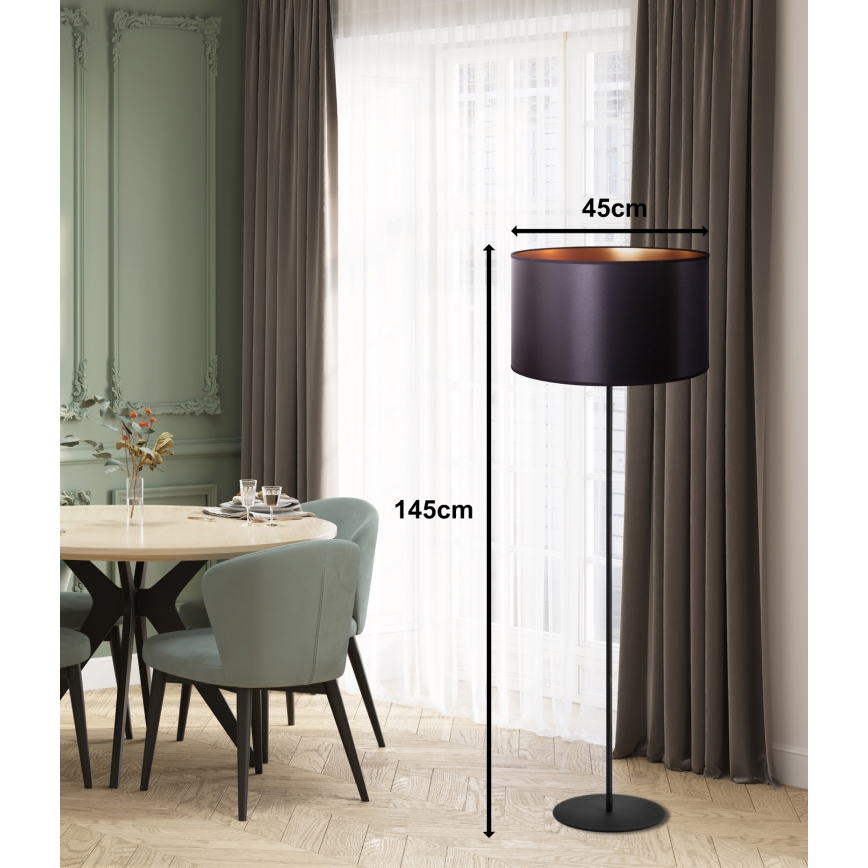 Duolla - Stojacia lampa CANNES 1xE27/15W/230V pr. 45 cm čierna/medená
