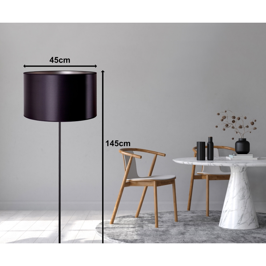 Duolla - Stojacia lampa CANNES 1xE27/15W/230V pr. 45 cm čierna/strieborná