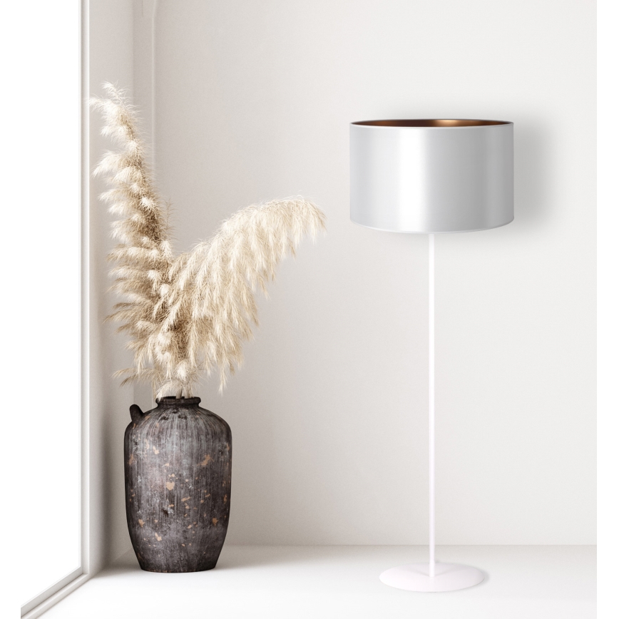 Duolla - Stojacia lampa CANNES 1xE27/15W/230V pr. 45 cm strieborná/medená/biela