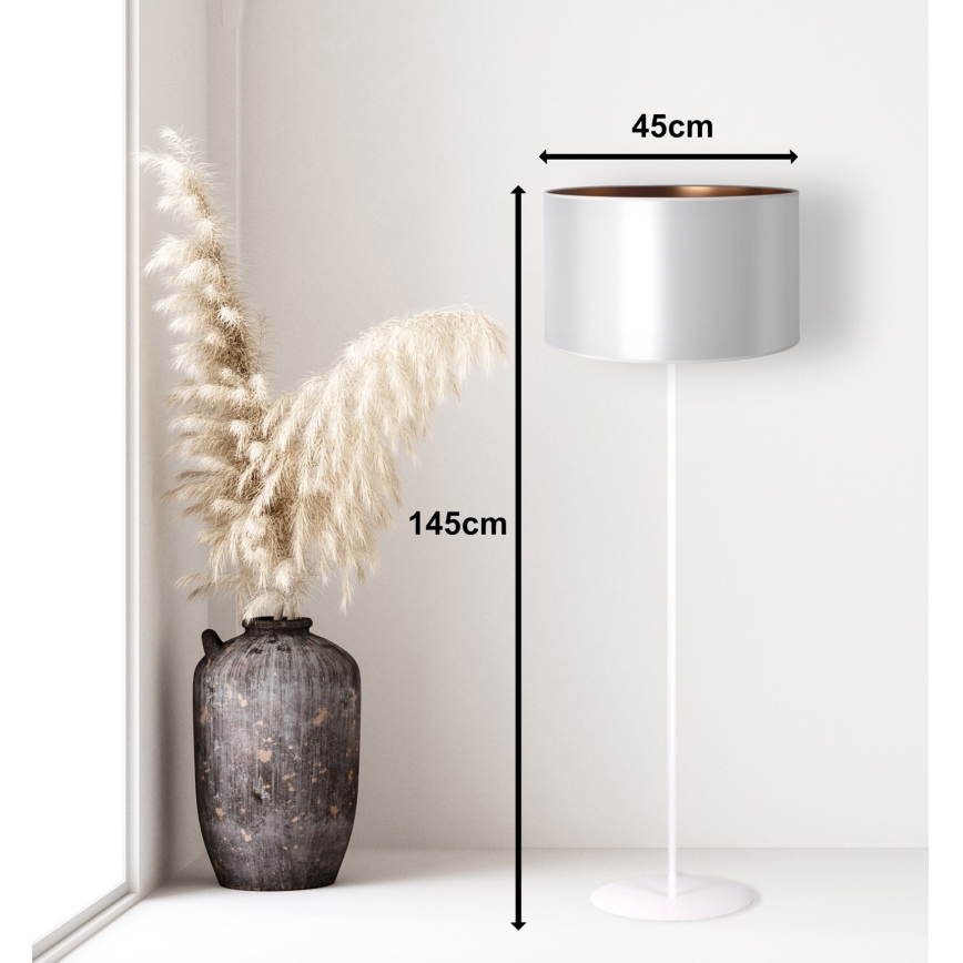 Duolla - Stojacia lampa CANNES 1xE27/15W/230V pr. 45 cm strieborná/medená/biela