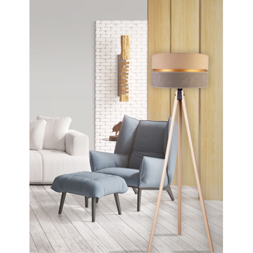 Duolla - Stojacia lampa DUO 1xE27/60W/230V pr. 44 cm béžová/šedá/béžová