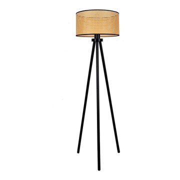 Duolla - Stojacia lampa ROLLER 1xE27/15W/230V pr. 45 cm ratan/čierna
