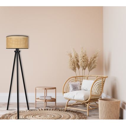 Duolla - Stojacia lampa ROLLER 1xE27/15W/230V pr. 45 cm ratan/čierna