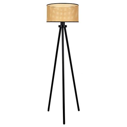 Duolla - Stojacia lampa ROLLER 1xE27/15W/230V pr. 45 cm ratan/čierna