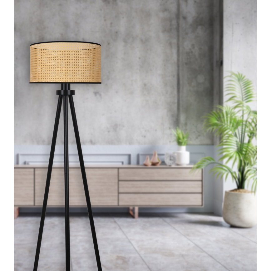 Duolla - Stojacia lampa ROLLER 1xE27/15W/230V pr. 45 cm ratan/čierna