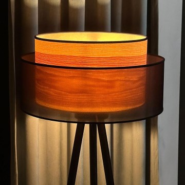 Duolla - Stojacia lampa WOOD BOHO 1xE27/15W/230V pr. 45 cm čierna/béžová