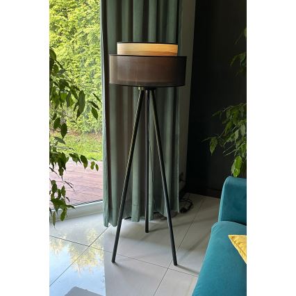Duolla - Stojacia lampa WOOD BOHO 1xE27/15W/230V pr. 45 cm čierna/béžová