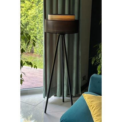 Duolla - Stojacia lampa WOOD BOHO 1xE27/15W/230V pr. 45 cm čierna/béžová
