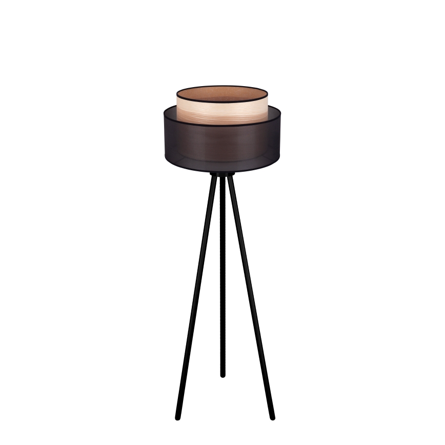 Duolla - Stojacia lampa WOOD BOHO 1xE27/15W/230V pr. 45 cm čierna/béžová