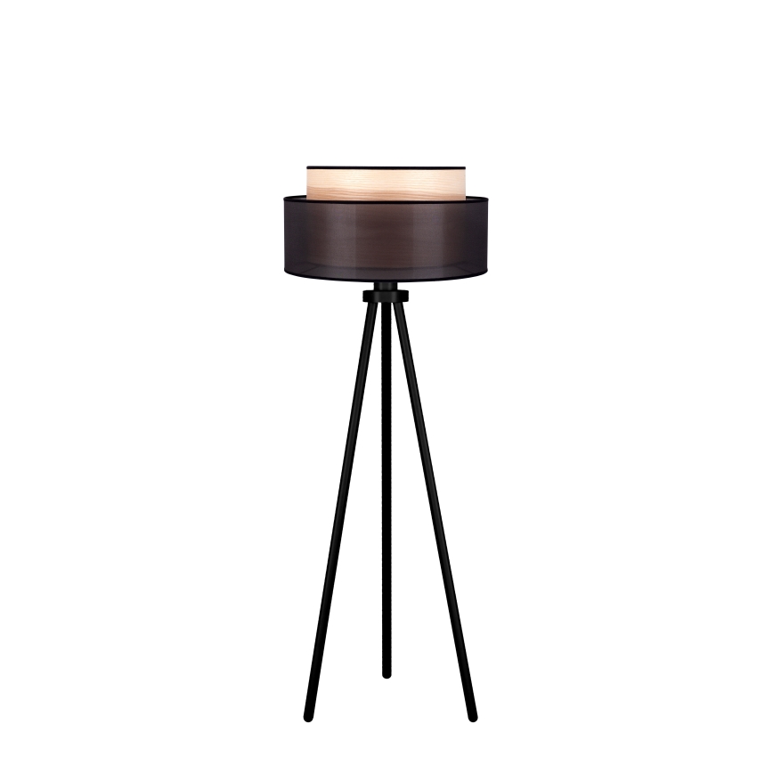 Duolla - Stojacia lampa WOOD BOHO 1xE27/15W/230V pr. 45 cm čierna/béžová