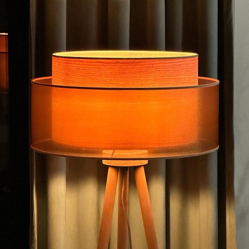 Duolla - Stojacia lampa WOOD BOHO 1xE27/15W/230V pr. 45 cm medená/hnedá/béžová