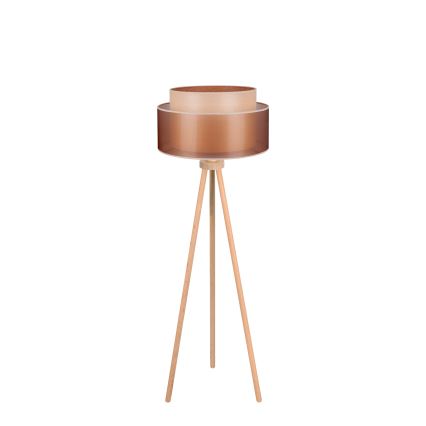 Duolla - Stojacia lampa WOOD BOHO 1xE27/15W/230V pr. 45 cm medená/hnedá/béžová