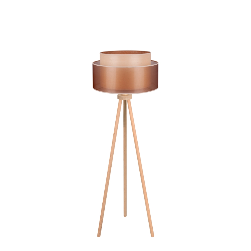 Duolla - Stojacia lampa WOOD BOHO 1xE27/15W/230V pr. 45 cm medená/hnedá/béžová