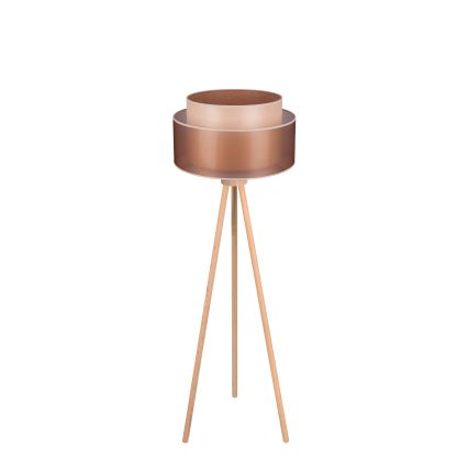 Duolla - Stojacia lampa WOOD BOHO 1xE27/15W/230V pr. 45 cm medená/hnedá/béžová