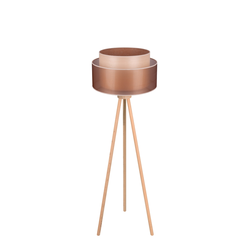 Duolla - Stojacia lampa WOOD BOHO 1xE27/15W/230V pr. 45 cm medená/hnedá/béžová