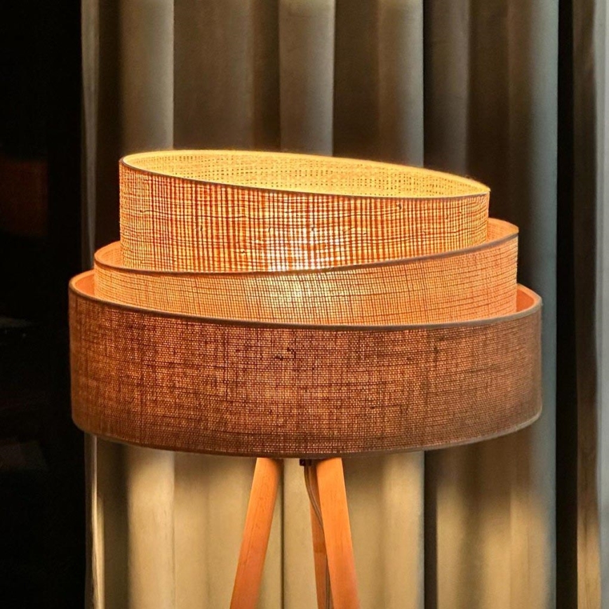Duolla - Stojacia lampa YUTE TRIO 1xE27/15W/230V pr. 45 cm hnedá/šedá/béžová