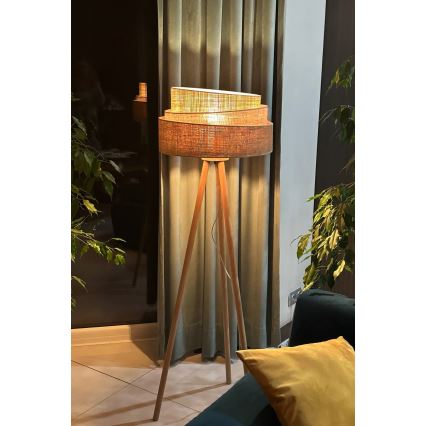 Duolla - Stojacia lampa YUTE TRIO 1xE27/15W/230V pr. 45 cm hnedá/šedá/béžová