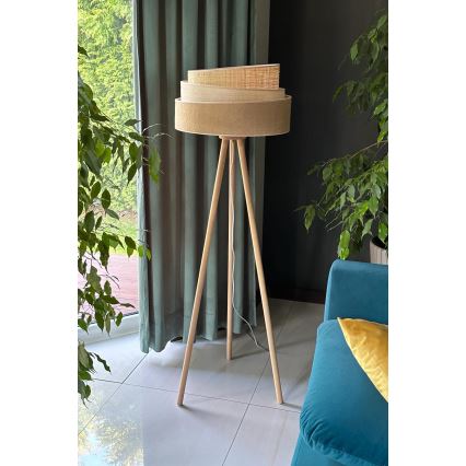 Duolla - Stojacia lampa YUTE TRIO 1xE27/15W/230V pr. 45 cm hnedá/šedá/béžová