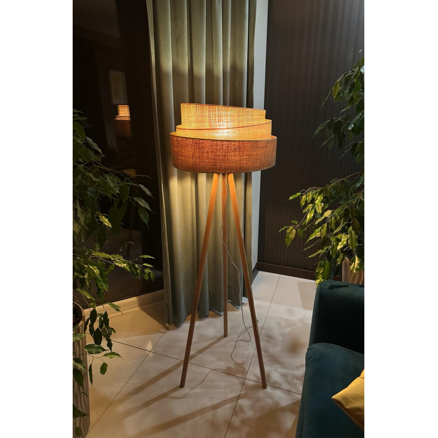 Duolla - Stojacia lampa YUTE TRIO 1xE27/15W/230V pr. 45 cm hnedá/šedá/béžová