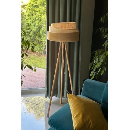 Duolla - Stojacia lampa YUTE TRIO 1xE27/15W/230V pr. 45 cm hnedá/šedá/béžová