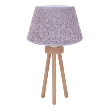 Duolla - Stolná lampa BOUCLE 1xE27/15W/230V pr. 28 cm šedá/drevo