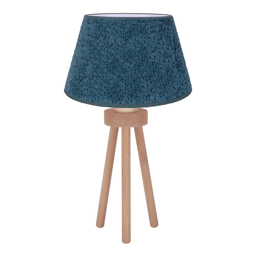 Duolla - Stolná lampa BOUCLE 1xE27/15W/230V pr. 28 cm tyrkysová/drevo