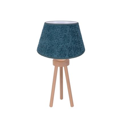 Duolla - Stolná lampa BOUCLE 1xE27/15W/230V pr. 28 cm tyrkysová/drevo