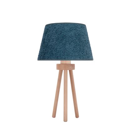Duolla - Stolná lampa BOUCLE 1xE27/15W/230V pr. 28 cm tyrkysová/drevo