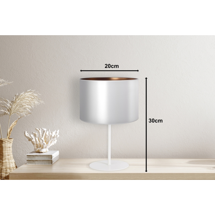 Duolla - Stolná lampa CANNES 1xE14/15W/230V pr. 20 cm strieborná/medená/biela