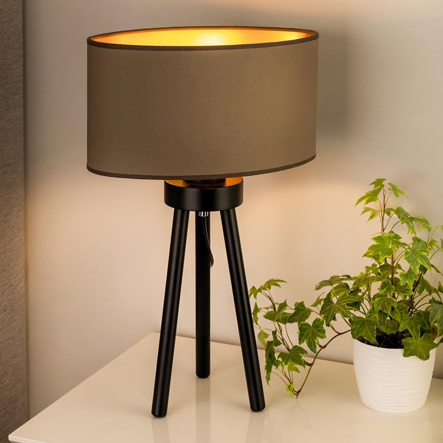 Duolla - Stolná lampa OVAL VEGAN 1xE27/15W/230V pr. 30 cm béžová