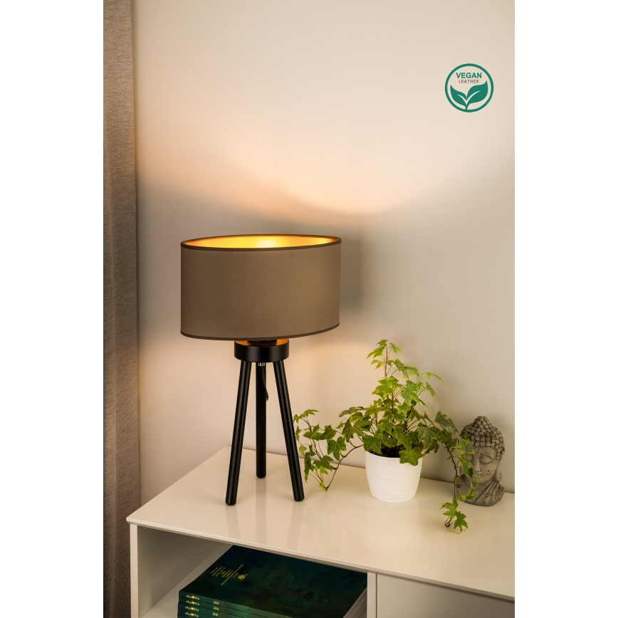 Duolla - Stolná lampa OVAL VEGAN 1xE27/15W/230V pr. 30 cm béžová