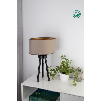 Duolla - Stolná lampa OVAL VEGAN 1xE27/15W/230V pr. 30 cm béžová