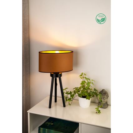 Duolla - Stolná lampa OVAL VEGAN 1xE27/15W/230V pr. 30 cm hnedá