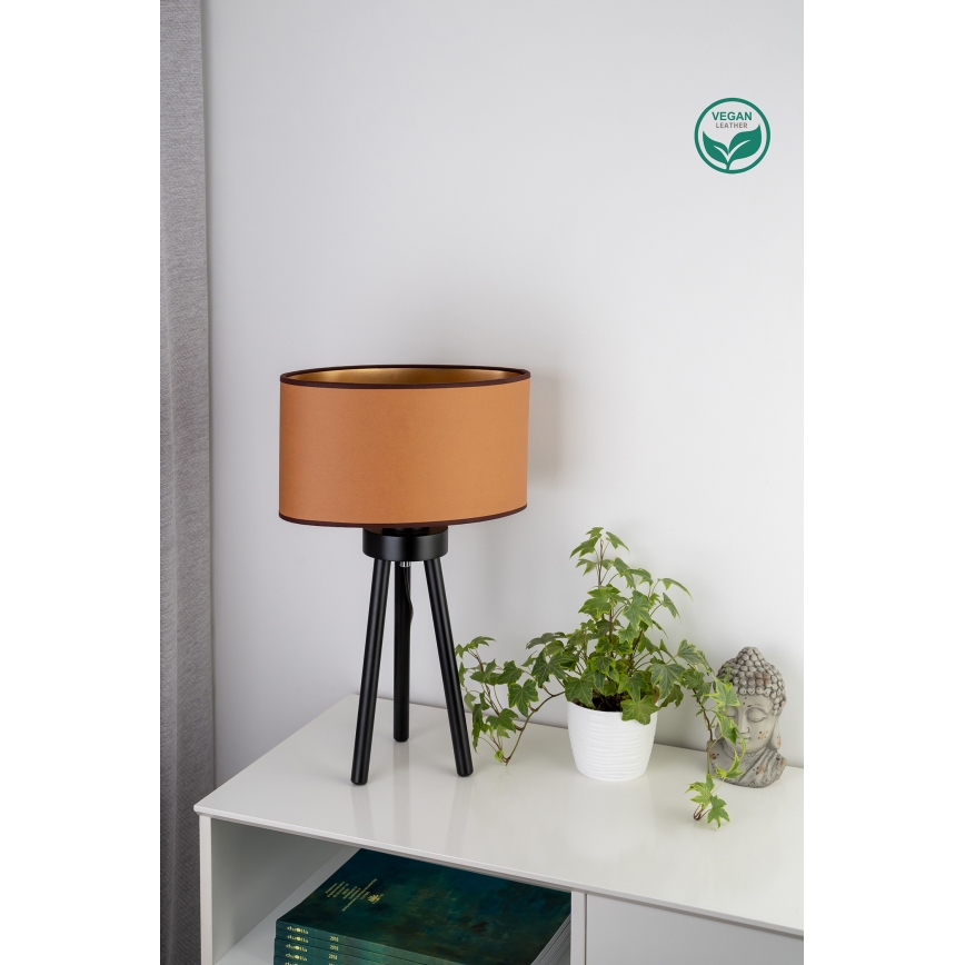 Duolla - Stolná lampa OVAL VEGAN 1xE27/15W/230V pr. 30 cm hnedá