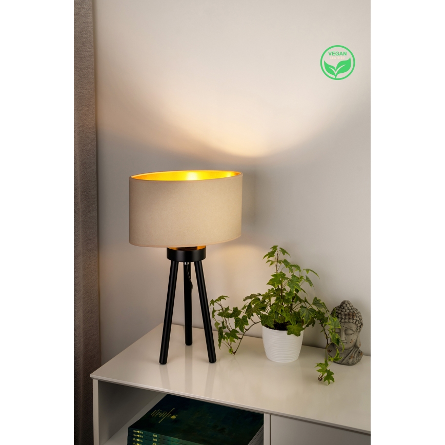 Duolla - Stolná lampa OVAL VEGAN 1xE27/15W/230V pr. 30 cm krémová