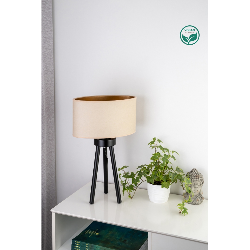Duolla - Stolná lampa OVAL VEGAN 1xE27/15W/230V pr. 30 cm krémová