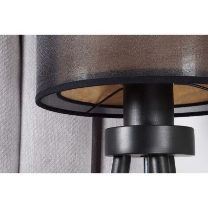 Duolla - Stolná lampa WOOD BOHO 1xE27/15W/230V pr. 25 cm čierna/béžová