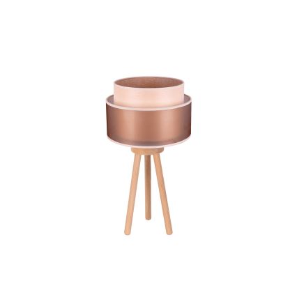 Duolla - Stolná lampa WOOD BOHO 1xE27/15W/230V pr. 25 cm medená/hnedá/béžová