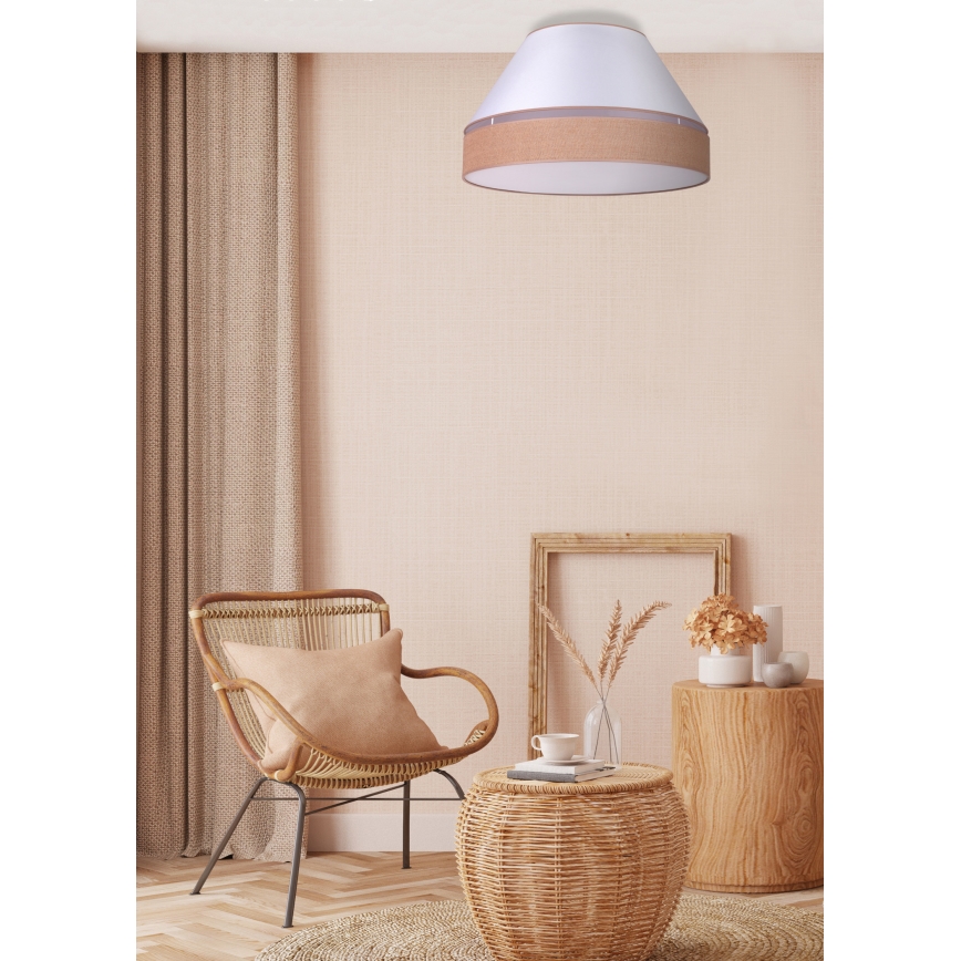 Duolla - Stropné svietidlo AVIGNON 1xE27/15W/230V pr. 50 cm biela/hnedá