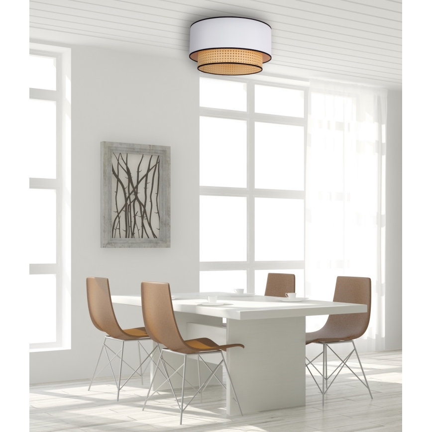 Duolla - Stropné svietidlo BOHO 1xE27/15W/230V pr. 45 cm biela/ratan
