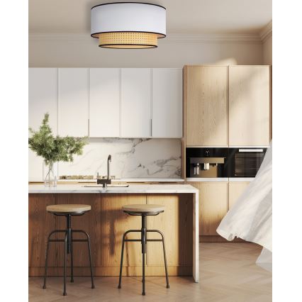 Duolla - Stropné svietidlo BOHO 1xE27/15W/230V pr. 45 cm biela/ratan