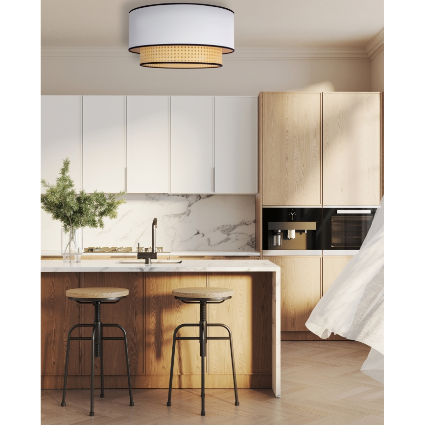 Duolla - Stropné svietidlo BOHO 1xE27/15W/230V pr. 45 cm biela/ratan
