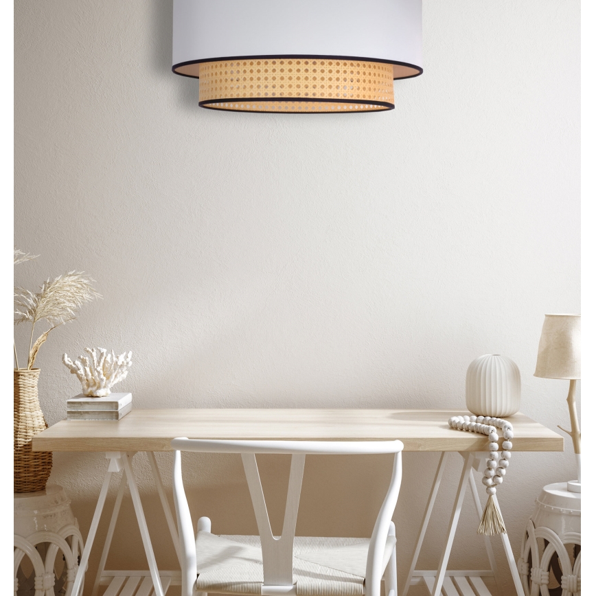 Duolla - Stropné svietidlo BOHO 1xE27/15W/230V pr. 45 cm biela/ratan