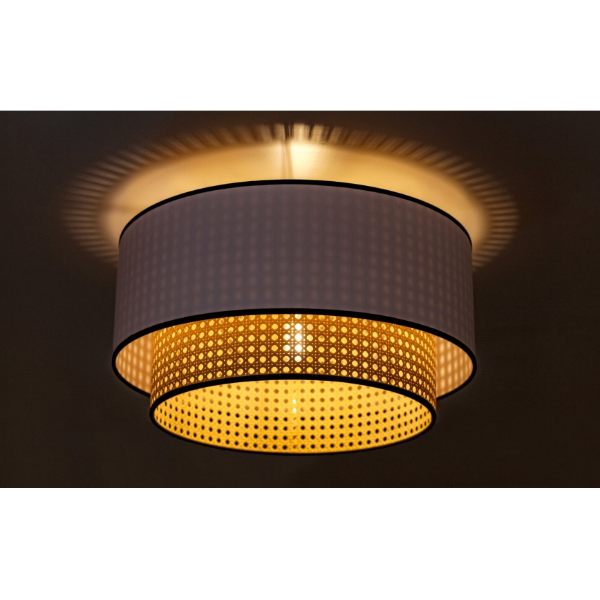 Duolla - Stropné svietidlo BOHO 1xE27/15W/230V pr. 45 cm biela/ratan