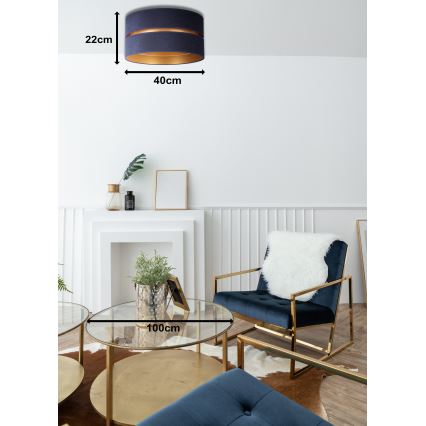 Duolla - Stropné svietidlo DUO 1xE27/15W/230V pr. 40 cm modrá/zlatá
