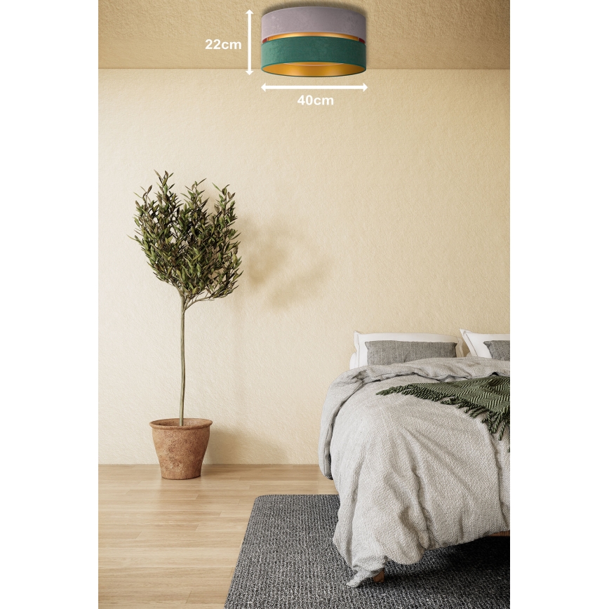 Duolla - Stropné svietidlo DUO 1xE27/15W/230V pr. 40 cm šedá/zelená/zlatá